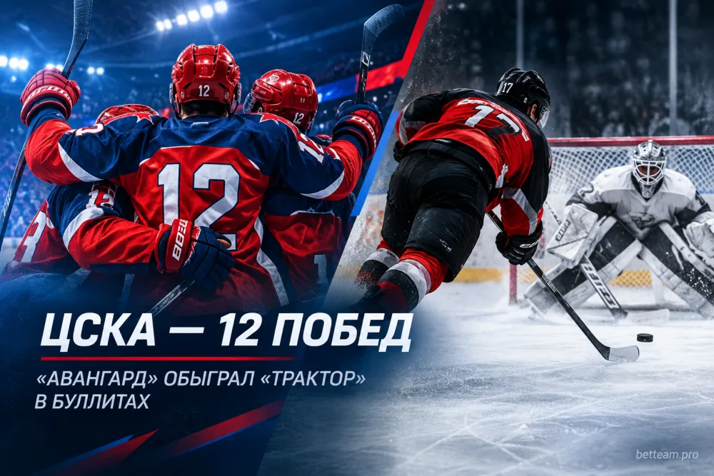 ЦСКА продлил серию до 12 побед, «Авангард» обыграл «Трактор» в буллитах