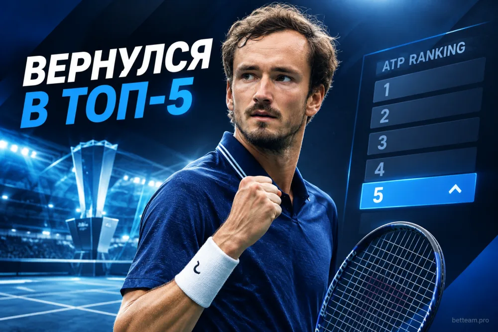 Даниил Медведев вернулся в топ-5 ATP и приблизился к Итоговому