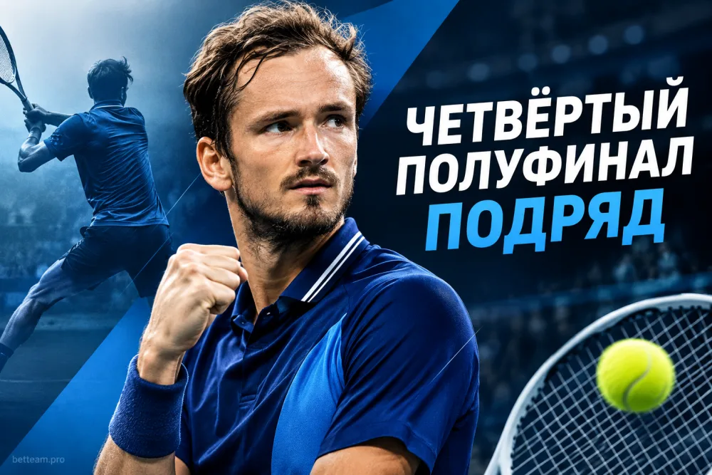Даниил Медведев вышел в четвёртый подряд полуфинал ATP