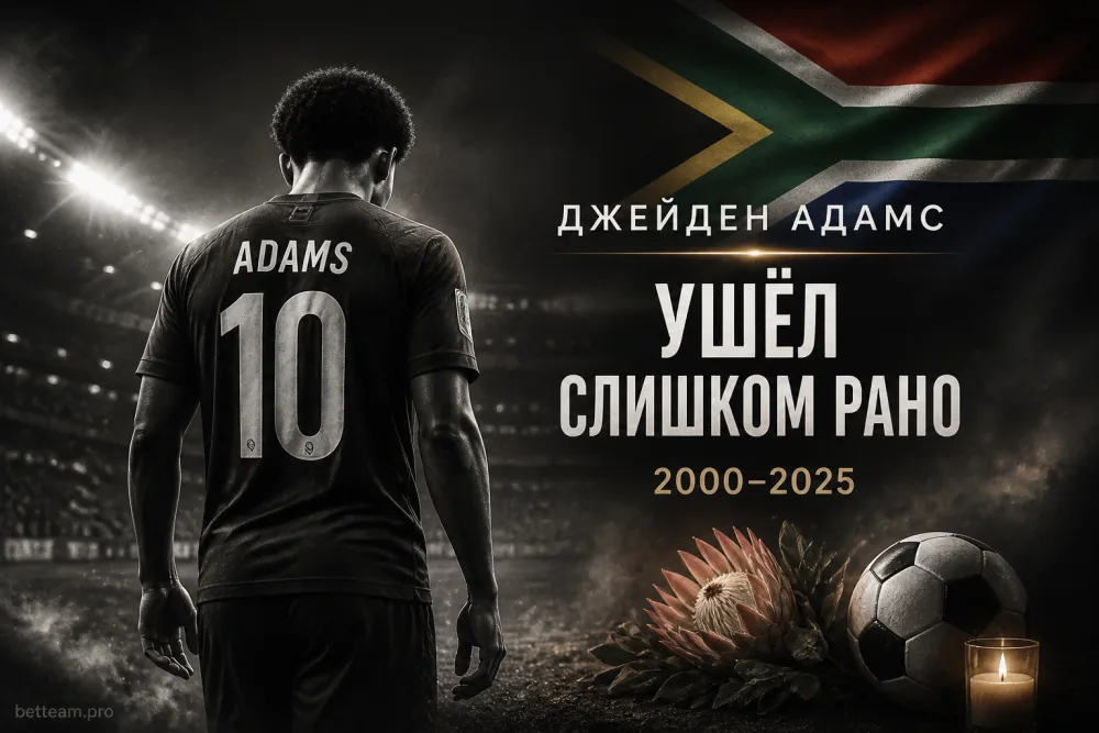 Футболист сборной ЮАР Джейден Адамс умер в 25 лет после ЧМ-2026