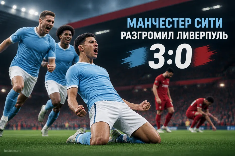 «Манчестер Сити» разгромил «Ливерпуль» со счётом 3:0 на «Энфилде»