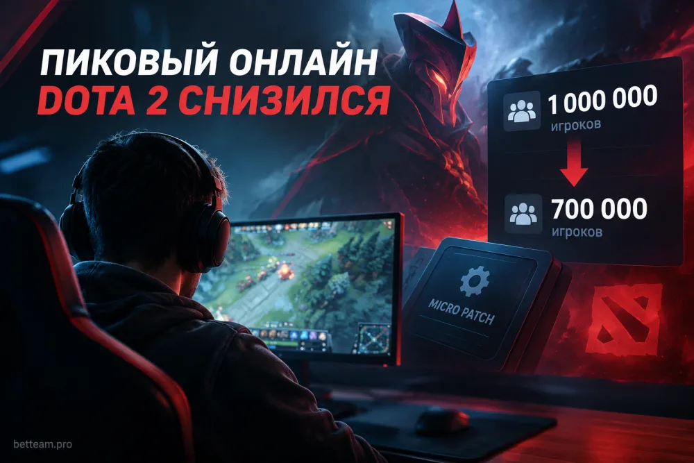 Пиковый онлайн Dota 2 снизился примерно на 300 тысяч после микропатча Valve