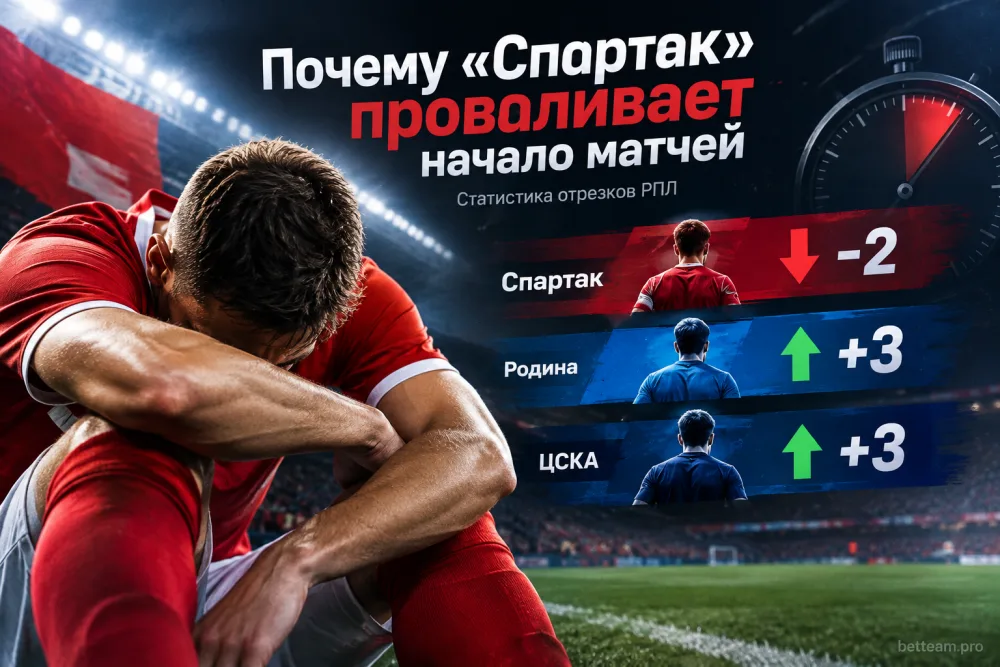 Почему «Спартак» проваливает начало матчей: статистика отрезков РПЛ