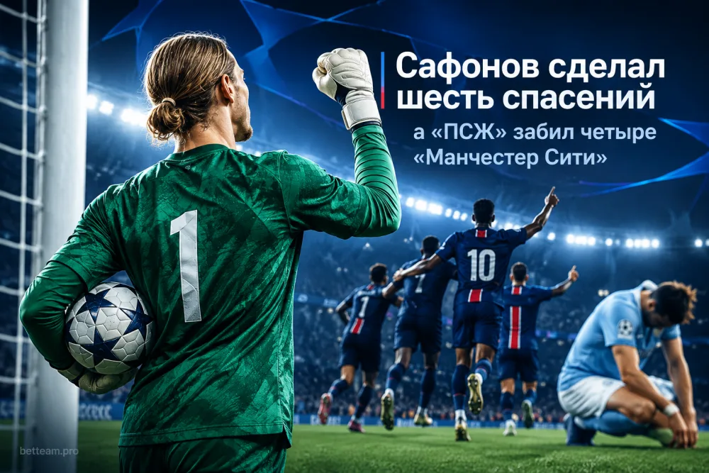 Сафонов сделал шесть спасений, а «ПСЖ» забил четыре «Манчестер Сити»