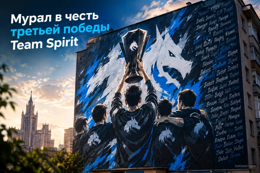 В Москве появился 17-метровый мурал в честь третьей победы Team Spirit