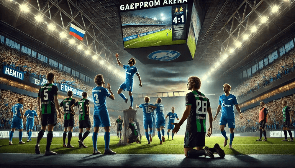 Игроки «Зенита» празднуют победу, но шансы на чемпионство у «Краснодара» почти равные — по версии Opta