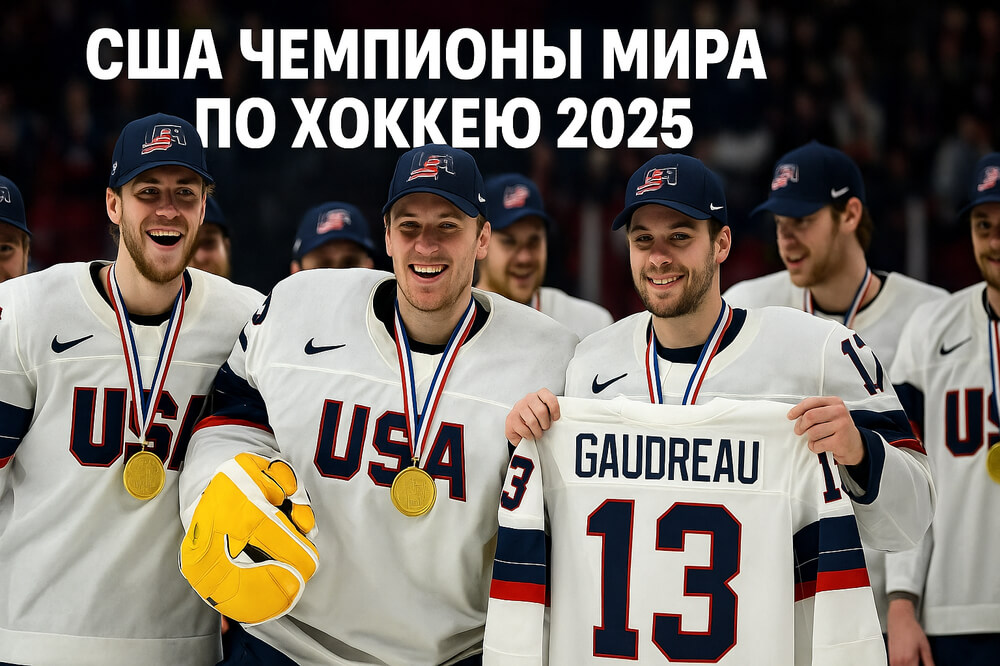 Сборная США празднует победу на ЧМ-2025 по хоккею — Тэйдж Томпсон, Джереми Свейман, золотые медали и майка Годро